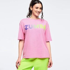 NWOT ZUMBA Poppin' Pastels Collection Boxy Short Sleeve Top Size Large